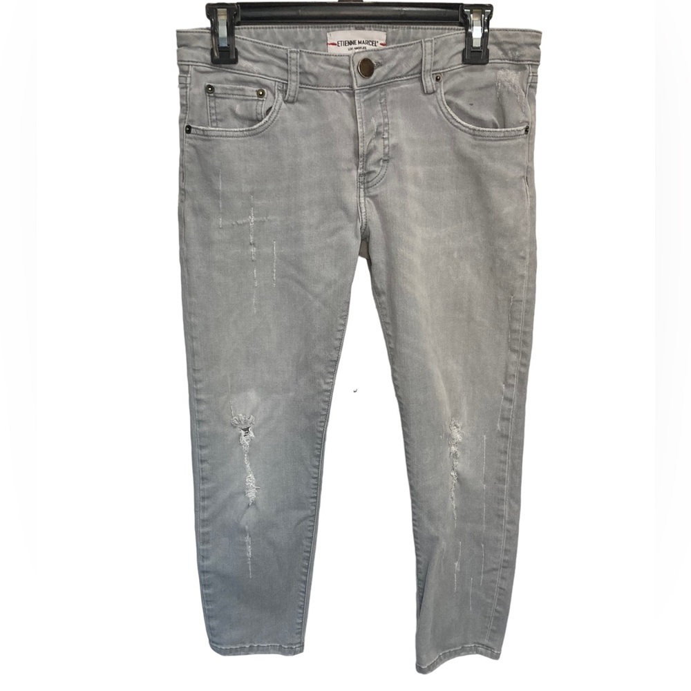 Etienne Marcel Distressed Gray Crop‎ Jeans